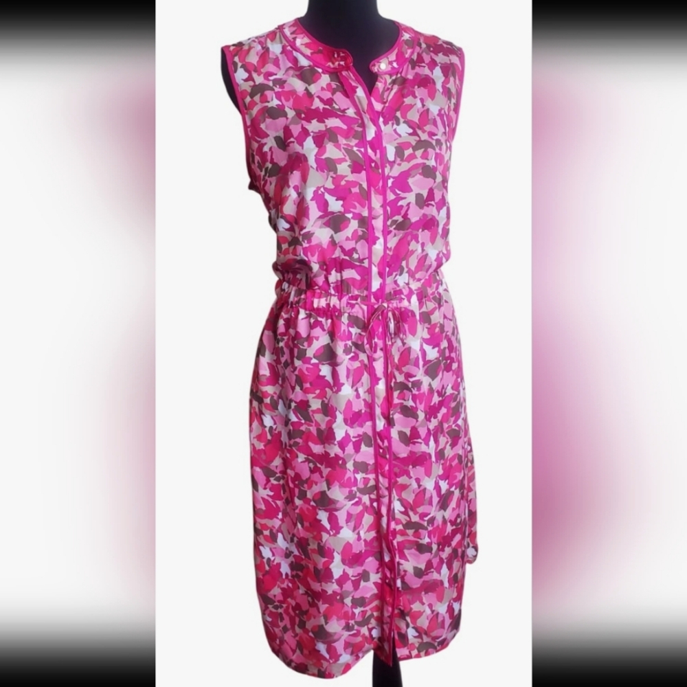 Liz Claiborne Pink Multi-Color Sleeveless Midi Dress